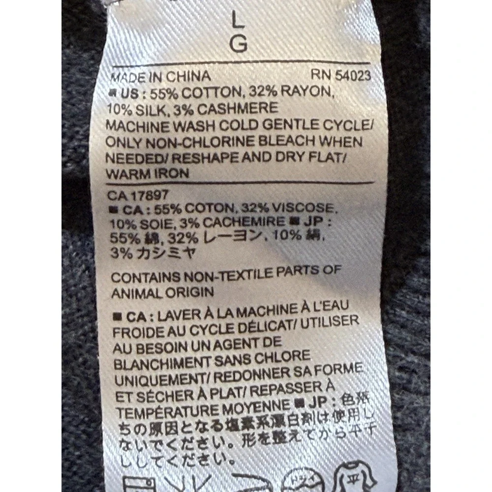 Banana Republic Premium Luxe Yarn Silk Cashmere Sweater Men's Large V-Neck Black